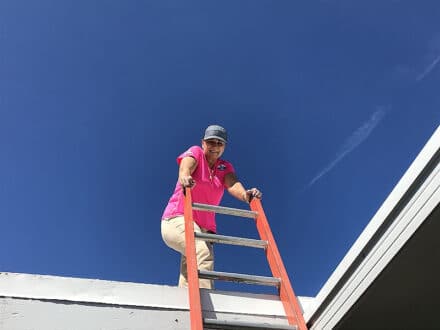 Appraiser Patricia Staebler Looking Down From A Rooftop
